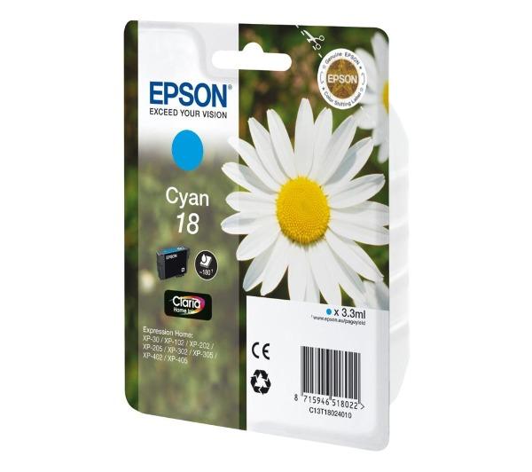 18 - Blækpatron - 1 x cyan - 180 sider - for Expression Home XP-102, XP-202, XP-205, XP-30, XP-302, XP-305, XP-402, XP-405