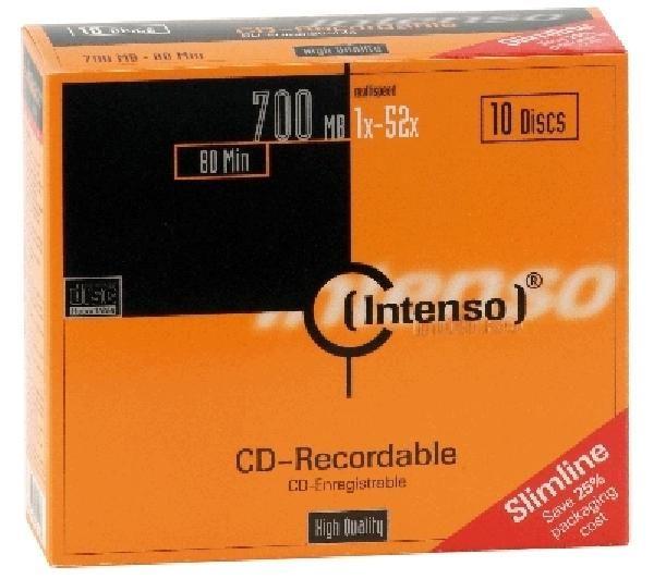 Intenso - 10 x CD-R - 700 MB ( 80 min ) 40x - tynd cd-boks - lagringsmedie